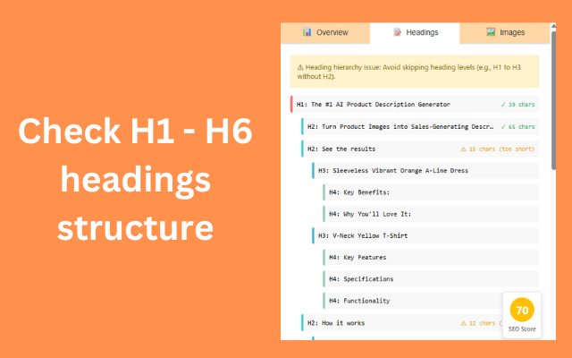 Check H1-H6 headings structure